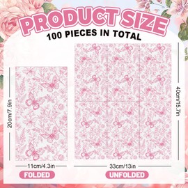 AnyDesign 100 Pcs Pink Floral Guest Napkins Disposable Napkins Chinoiserie Flower Butterfly Dinner Hand Paper Towel Napkin for Bathroom Wedding Birthday Spring Party Table Supplies