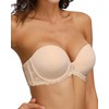 Strapless Clear Back Strap Convertible Bra with Lace Padded Underwired