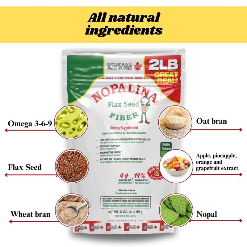 Nopalina Flax Seed Fiber Supplement 2 lb Bag