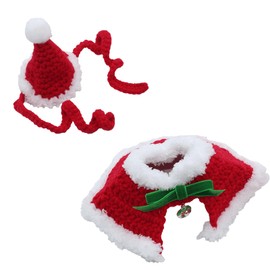 Uniqicon Santa Cat Hat Christmas Costume Dogs Hats Costumes Pets Scarf Outfit Xmas Suit Handmade Knitted Cosplay Pet Clothes Suitable for Large, Medium, and Small Breed