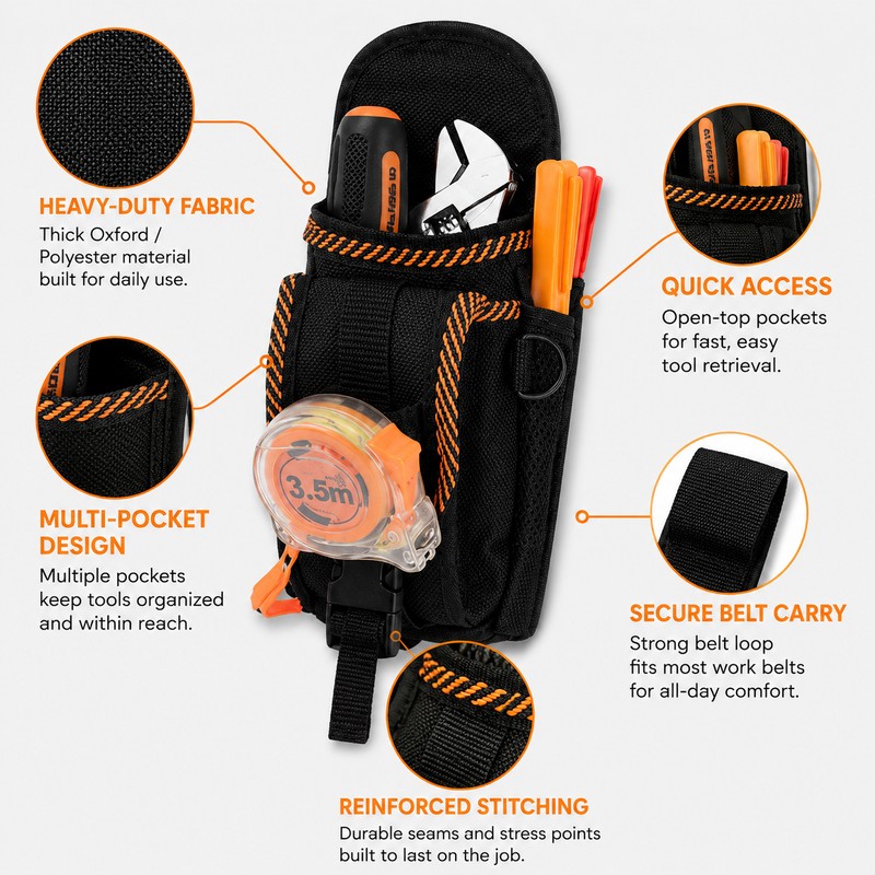 Tool Pouch Organizer for Work Belts – Multi-Pocket Oxford Fabric