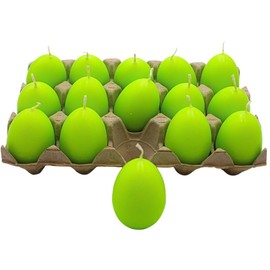 Dekohelden24 Set of 15 Easter Egg Candles Plain Green Size H / Diameter 6.5 x 4 cm Pack of 15