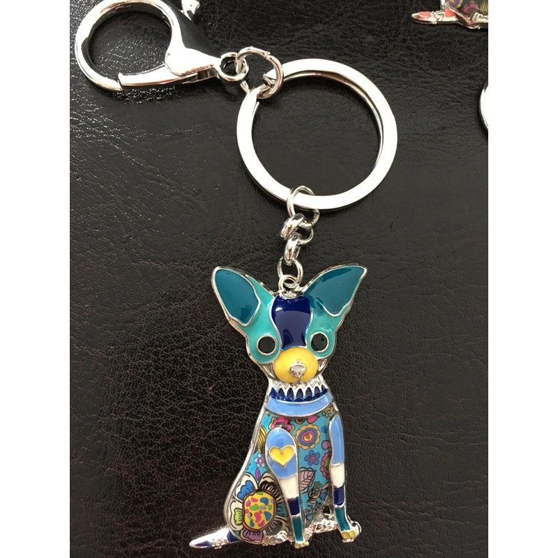 Chihuahua Small Dog Keyring Colourful Enamel Christmas Gift Kids Gift