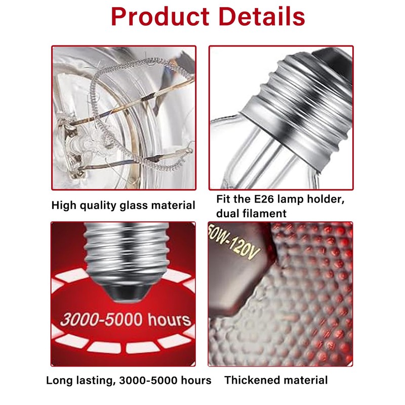 JZAHYUK 150W Chicken Heat Lamp Bulbs, Infrared Heat Lamp for