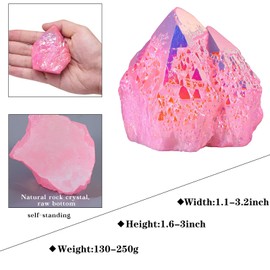 KYEYGWO Natural Irregular Pink Titanium Coated Rock Crystal Mineral Cluster Crystal Specimen Reiki Gemstone Decorative Stones Ornaments, 42-78 mm