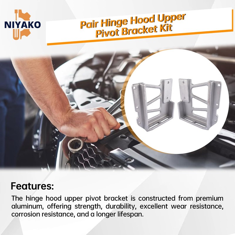 Niyako 13-04286L 13-04286R Pair Hinge Hood Upper Pivot Bracket Kit