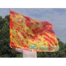 Winged Sirenny Porphetic Praise Dance Worship Flex Flags, (130cm) 50" Rectangular Dance Ministry Streamer (Flame)