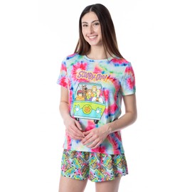 Scooby-Doo Womens' Mystery Machine Tie Dye Sleep Pajama Set Short (XX-Large)