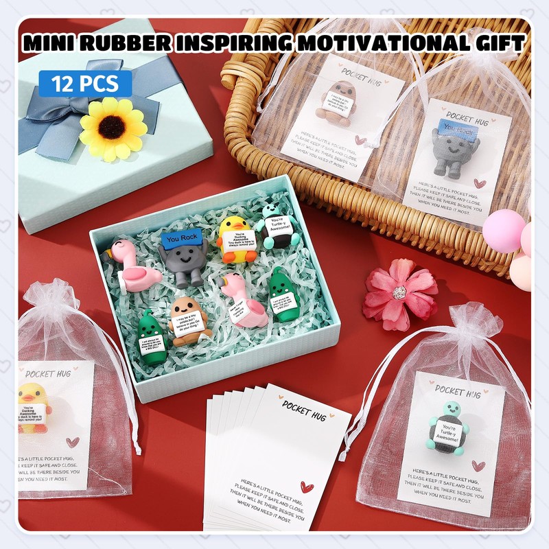 Gejoy 12 Sets Positive Mini Rubber Figurines You Rock Tokens,Classic