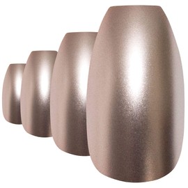 Bling Type False Nails Beige Metallic Ballerina Coffin 24 False Nails Tips With Glue