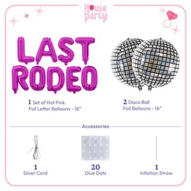 HOUSE OF PARTY Last Rodeo Foil Balloons 16" Hot Pink Letter Balloons Cowgirl Bachelorette Party Hoedown Bach Party Decorations