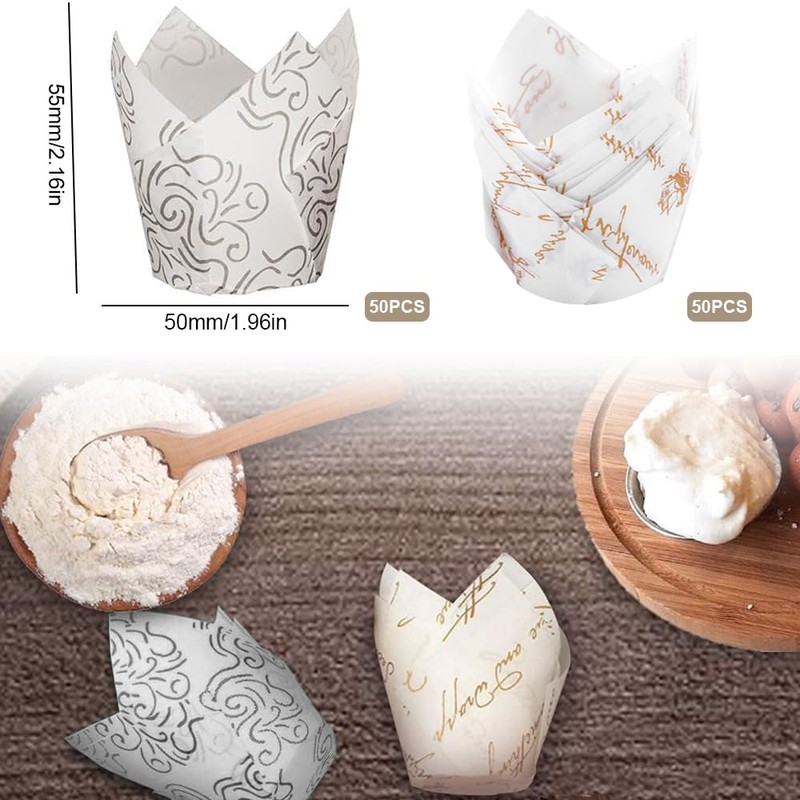 Tulip Cupcake Cases, 100PCS Tulip Muffin Cases, Muffin Liners Disposable