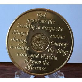 1 Year 24K Gold Plated AA (Alcoholics Anonymous) - Sober / Sobriety / Birthday / Anniversary / Recovery / Medallion / Coin / Chip by Generic