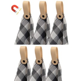Brute Strength - Magnetic Tea Towel Holder Leather - Natural - Pack of 6 - for Kitchen - Kitchen Towel Holder - Hook for Tea Towels