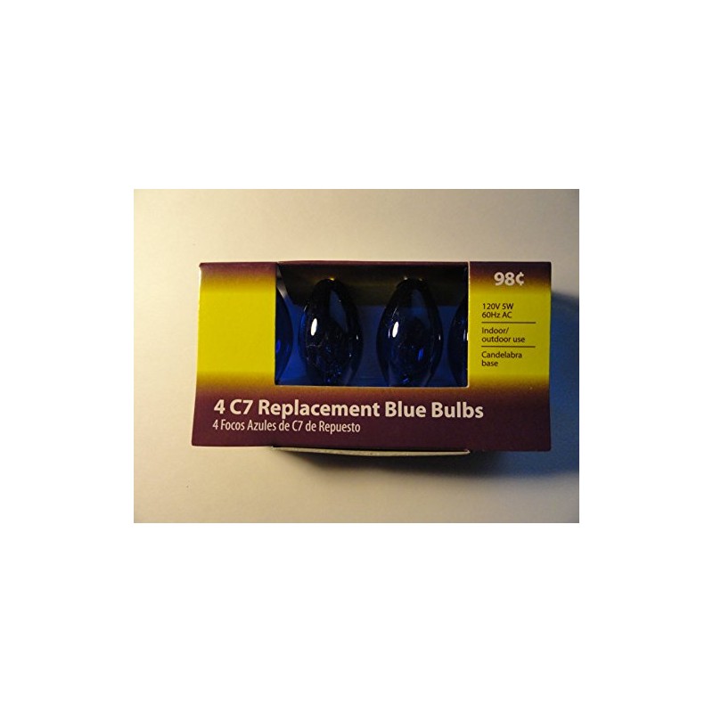 4 C7 Replacement Blue Transparent Bulbs