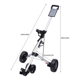 SENDERPICK Foldable 3 Wheels Golf Push Cart Lightweight Push Pull Golf Cart Trolley Sturdy