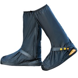 INUSO® Upgraded Waterproof Shoe Covers, Rain Shoe Covers - Reusable, Kick-Proof, Outdoor Footwear Protection with Reflective Safety Stripes - Waterproof Ziplock Shoes Cover (Black, M)