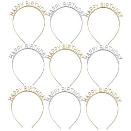 Baluue 10pcs Birthday Party Headbands Gold Silver Celebration Hairbands Lightweight Comfortable Headpieces for Women Teens Festival Accessories