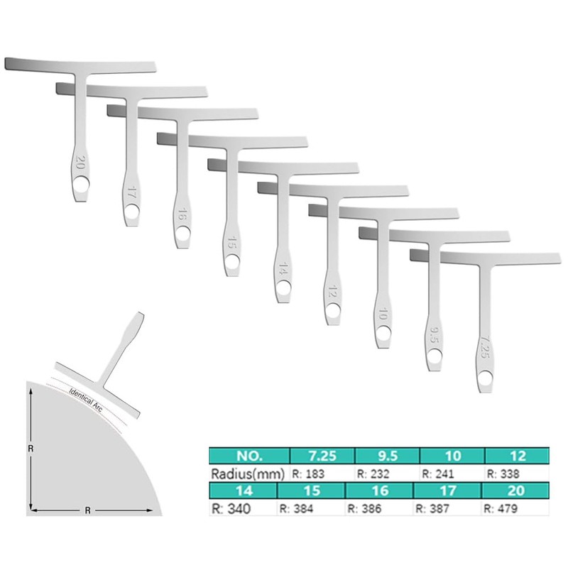 Guitar String Action Gauge Ruler Tool - 9 Understring Radius