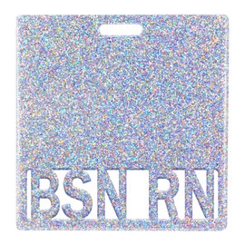 Plifal RN BSN Badge Buddy Card Holder - Bachelor of Science in Nursing Glitter Sliver Nurse Accessories Horizontal ID Name Identification Tags for Hospital Medical Student Work
