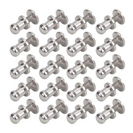 Garosa 20 Juegos de Tornillos de Remache clavos de fijación de cobre cabeza redonda para cinturón de cuero plata
