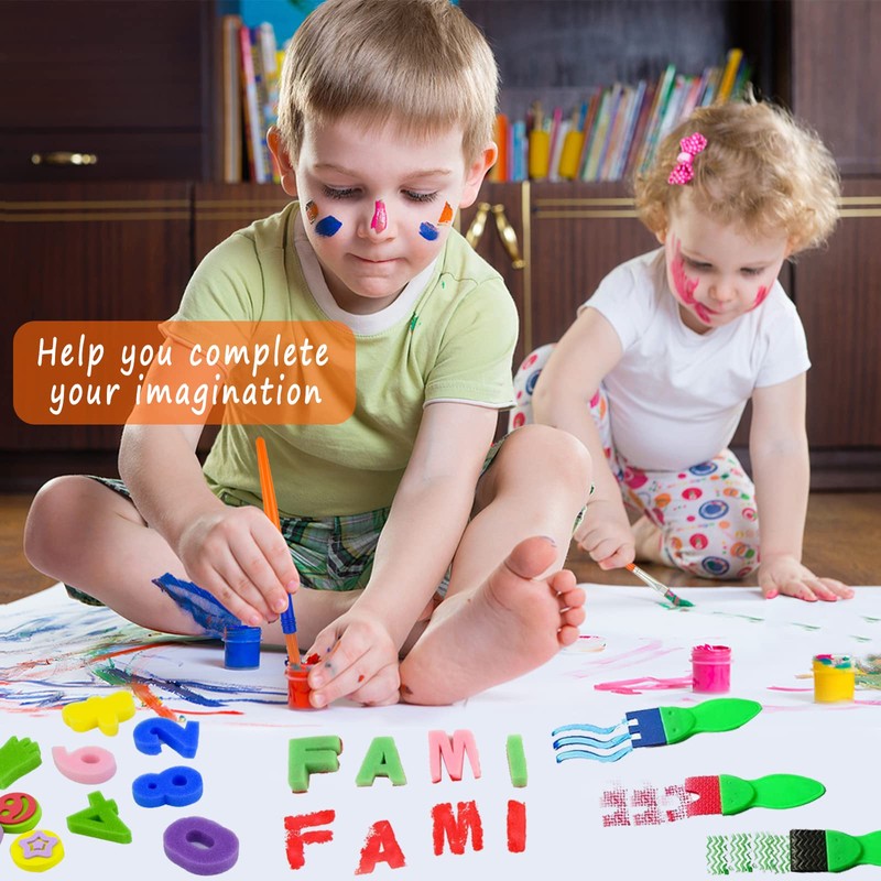 Surplex 65 pcs Sponge Paint Brushes Kits Kids Painting Set