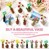 10 Pack Cute Mini Ceramic Vase Fridge Magnets with Artificial