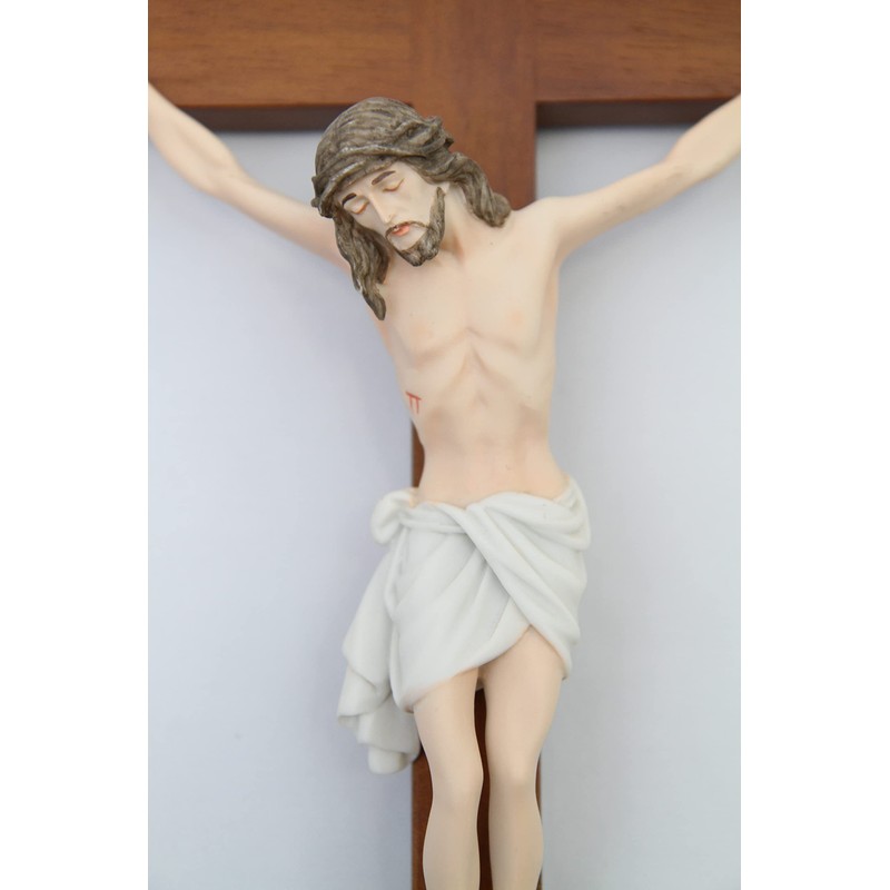 Vittoria Collection 17" Wall Crucifix Wood Cross Jesus Stone Corpus