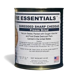 Future Essentials Freeze Dried Shredded Sharp Cheddar Cheese – Real Dairy Shredded Cheddar Cheese – Long Shelf Life Emergency Food – Easy to Use in Recipes & Made in the USA – 10 oz #2.5 Can, 1-Pack