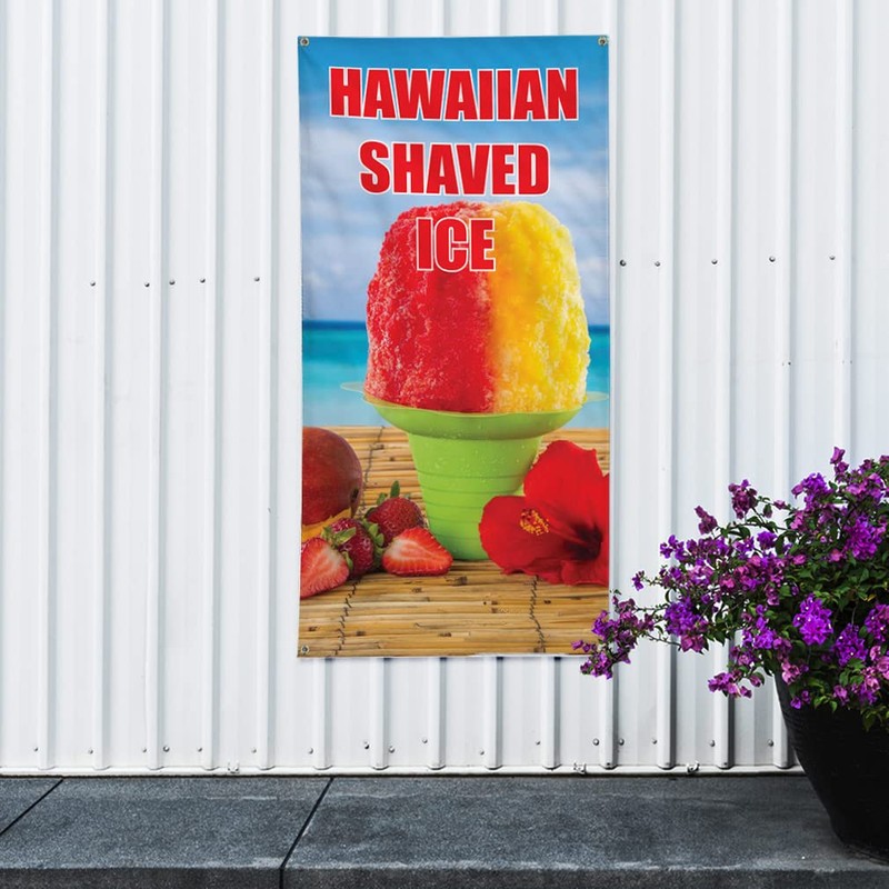 Vertical Vinyl Banner Multiple Sizes Hawaiian Shaved Ice Food and