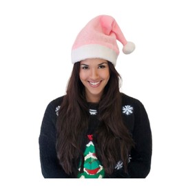 Komonee Baby Pink Santa Claus Christmas Hat Xmas Novelty Party for Festive Holidays Fancy Dress Up Unisex Costume Accessory New Years Fun Adults and Children