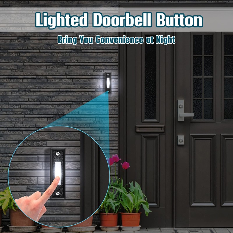 Saillong 1 Piece Lighted Doorbell Button, Wall Mounted Garage Door