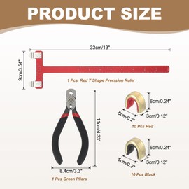 MECCANIXITY Archery Bows Square T-Shape Ruler Tool Nocking Points Pliers Set 33x9mm Turning Bow Strings Knock Kit for Recurve Compound Bowstring Archery Accessories (Red)