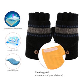 USB Heating Gloves Half Fingerless USB Heated Mittens Unisex Winter Hands Warmer Laptop Gloves Washable USB Heated Gloves for Women and Men
