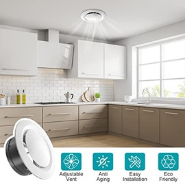 HG POWER ABS Adjustable Air Vent Round Soffit Exhaust Vent White Inline Duct Fan Outlet Vent 3 Inch