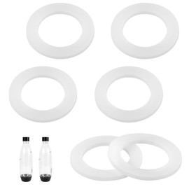 6pcs Gasket Replacements for Sodastream Bottle, White Silicone Bottle O Ring Compatible with Sodastream Water Bottle Sealing Gasket Replacement for PET Bottle & Plastic Bottle