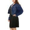uxcell Women's Plus Size Button Closed Cropped Denim Jackets Stitching