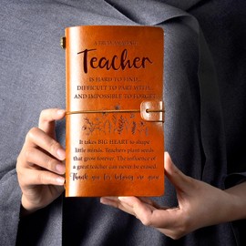 Teacher Appreciation Gifts for Women, Thank you Teacher Leather Journal, 140 Page Refillable Writing Journal, Birthday Graduation Retirement Gifts for Teacher Women, End of Year, Last Day of School