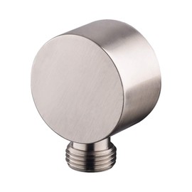 Keymark Wall Supply Elbow, Brass Round Wall Mount Shower Hose Connector G 1/2″ Drop Ell Union Water Outlet for Handheld Hand Shower, Brushed Nickel