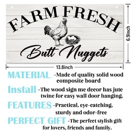 Kitchen Sign, Farmhouse Wall Decor, Decorative Wall Plaque, Chicken Coop Sign, Chicken Decor, Rustic Decoration for Hen House, Country Style Decor for Home Kitchen, Farm Fresh Eggs Sign