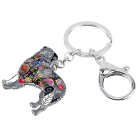 WEVENI Enamel Alloy Australian Shepherd Dog Keyring Cute Pet Key Chain Gift For Women Girls Bag Car Purse, black