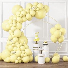 RUBFAC Pastel Yellow Balloons Different Sizes 105pcs 5/10/12/18 Inch for Garland Arch, Macaron Yellow Latex Balloons for Birthday Party Gender Reveal Baby Shower Sunflower Honeybee Party Decorations
