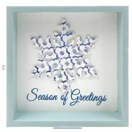 Unbranded New! "   Blue Christmas Wood Box Frame SIGN Wall Decor Snowflake 7.5"