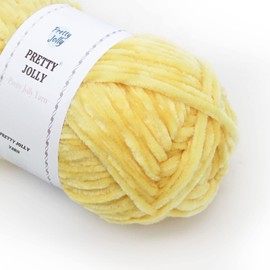 Pretty Jolly Soft Chenille Yarn Velvet Yarn Fancy Yarn for Crochet Weaving Crafts Blanket Yarn for Knitting Total 2 x 255m 2 x 150g Yellow