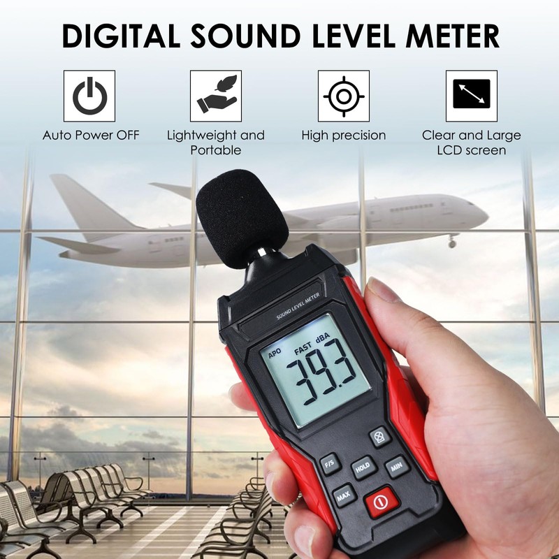 Decibel Meter, Sound Level Meter 30-130dB Digital Audio Noise Meter