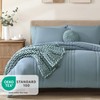 Monbix Full Comforter Set - 7 Pieces Dusty Blue Bed