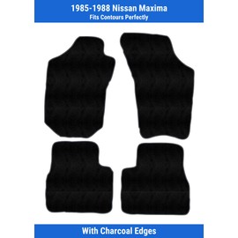Charcoal Edge Custom Fit Front & Rear Carpet Floor Mats, Black, Compatible with Nissan Maxima 1988 1987 1986 1985
