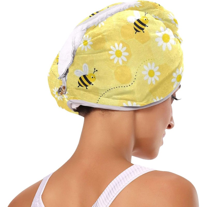 Toalla de cabello de secado rápido con botón suave, ligera,