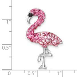 JewelryWeb 18mm 925 Sterling Silver Rhodium Plated Polished Pink Crystal Flamingo Pendant Necklace 820 Inch-Pendant for Women