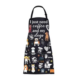 ENSIANTH I Just Need Coffee and Dog Apron Gifts for Dog Lovers Owner Kitchen Cooking Home Apron With Pockets Dog Grooming Apron (coffee dogs apron)